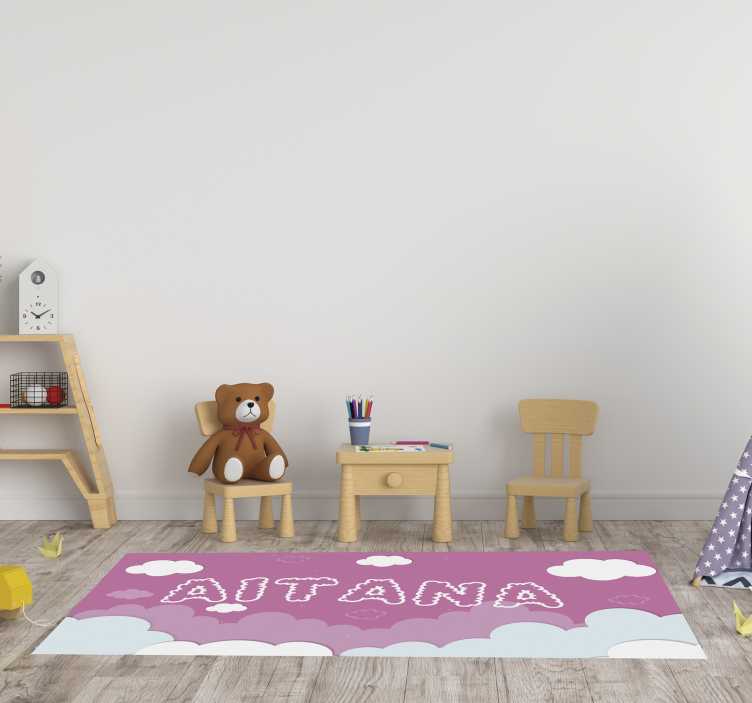 Custom Cloudy Name Children's Rug - TenStickers