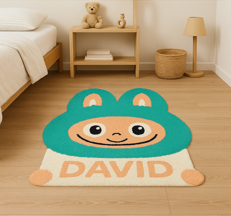 Custom turquoise Labubu  kids vinyl rug - TenStickers