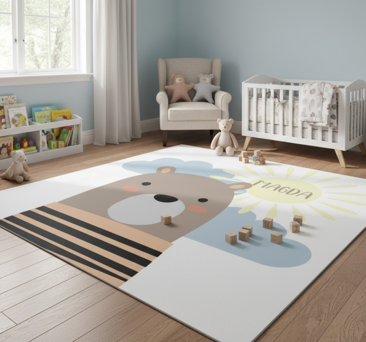 Customisable brown bear animal vinyl rug - TenStickers