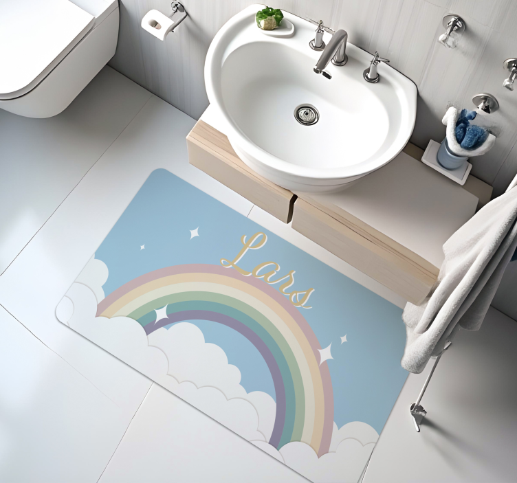 Customised rainbow custom bathroom vinyl rug - TenStickers