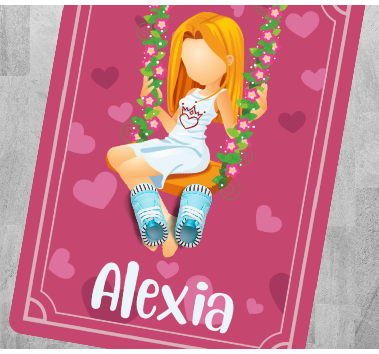 Grass swing with name teen vinyl rug - TenStickers