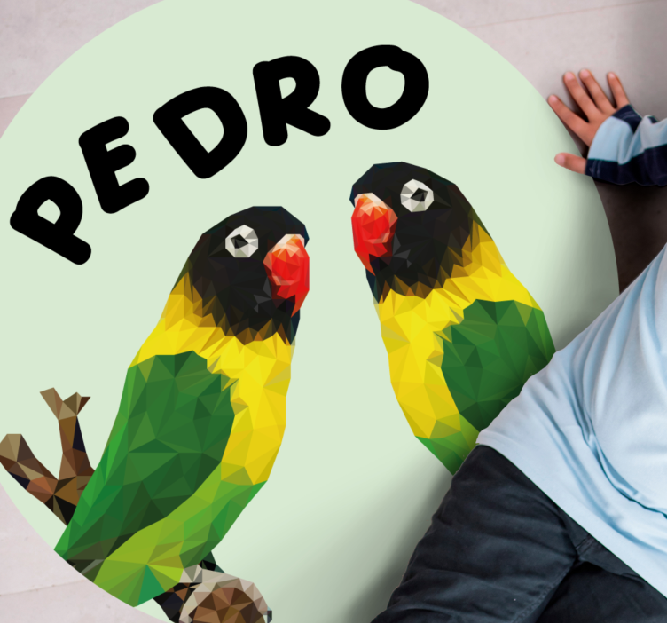 Customizable Lovebirds custom vinyl rug - TenStickers