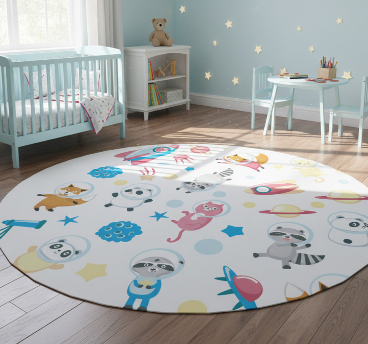 Cute animal astronauts animal vinyl rug - TenStickers