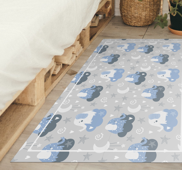 Blue nordic elephants kids vinyl rug - TenStickers