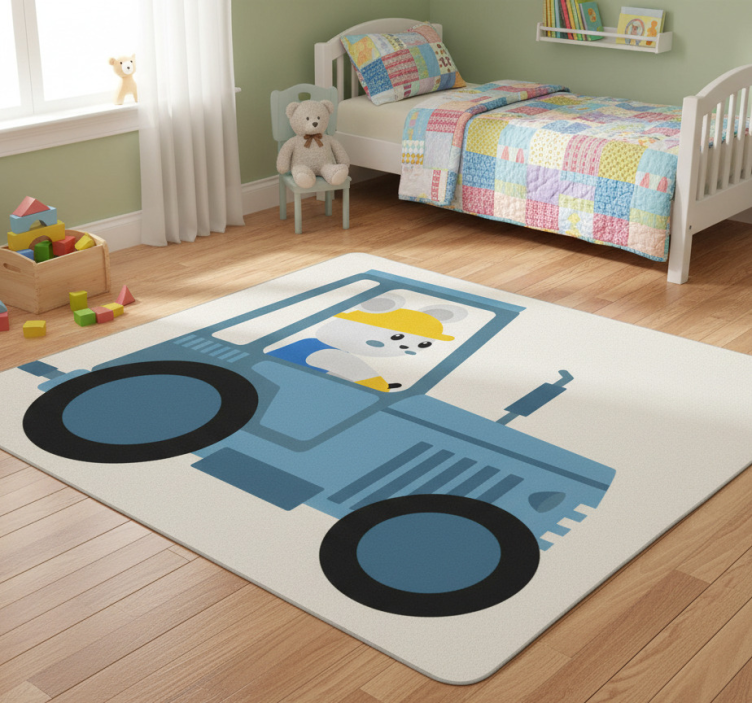 Cute bear farmer animal vinyl rug - TenStickers
