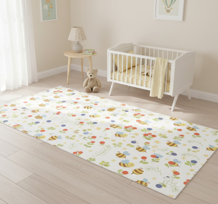 Cute design baby bees bedroom vinyl rug - TenStickers
