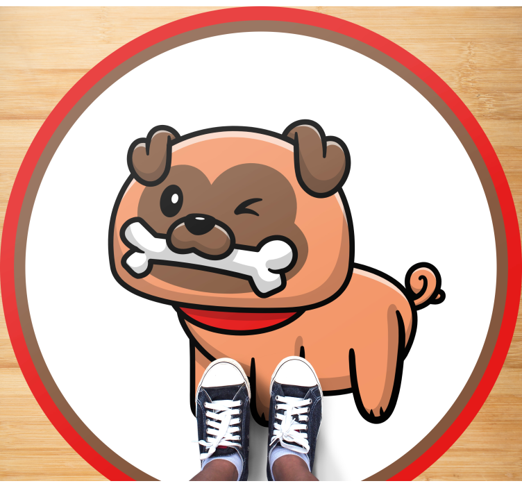 Bulldog with a bone animal vinyl rug - TenStickers