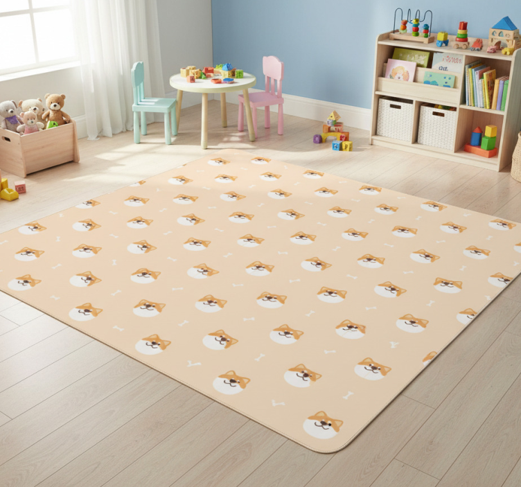 Cute dog face cartoon animal vinyl rug - TenStickers
