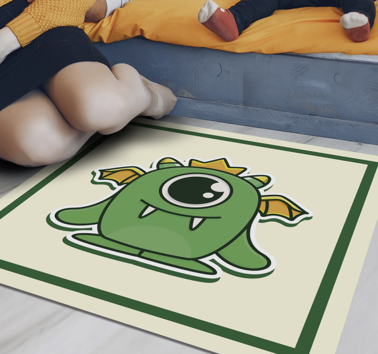 Green baby monster kids vinyl rug - TenStickers