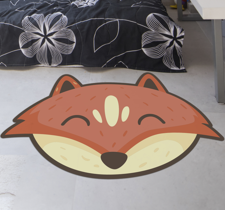 Happy fox face kids vinyl rug - TenStickers