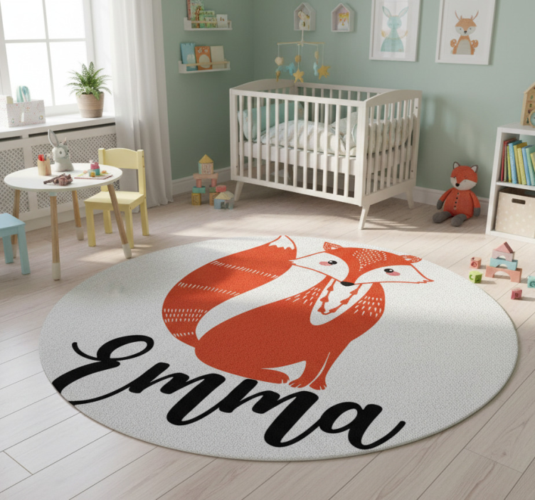 Cute fox illustration animal vinyl rug - TenStickers