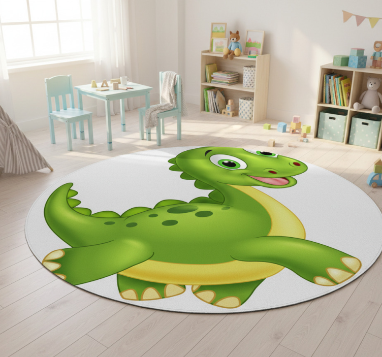 Cute green dinosaur animal vinyl rug - TenStickers