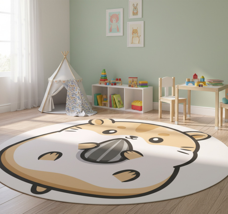 Cute hamster graphic animal vinyl rug - TenStickers