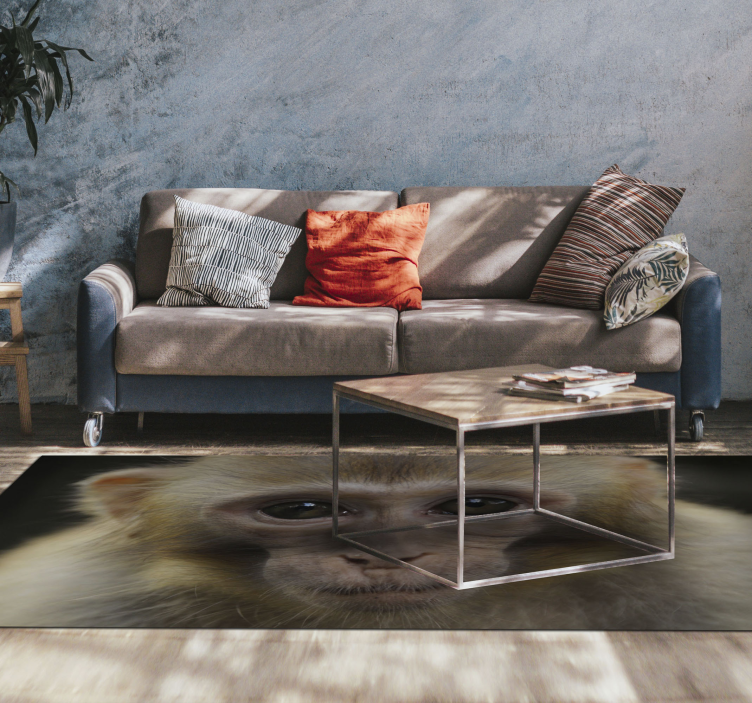 Baby monkey face animal vinyl rug - TenStickers