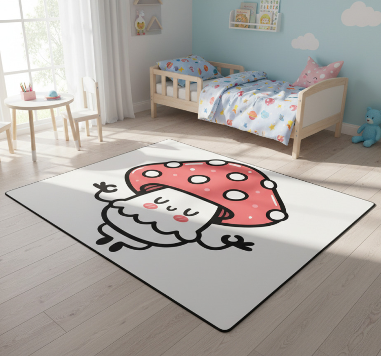 Cute mushroom character animal vinyl rug - TenStickers