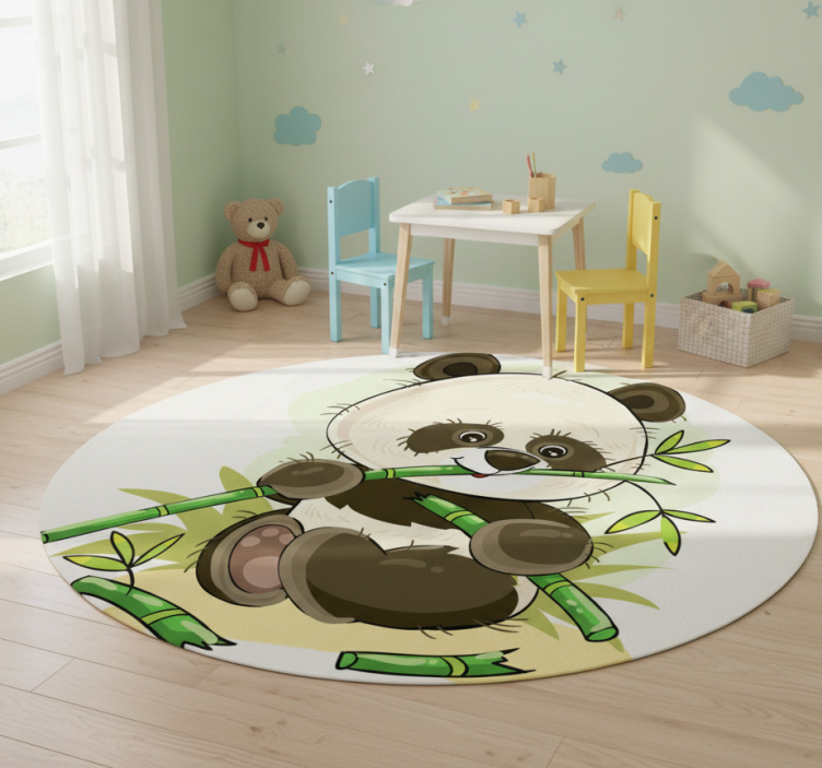 Cute panda emblem animal vinyl rug - TenStickers