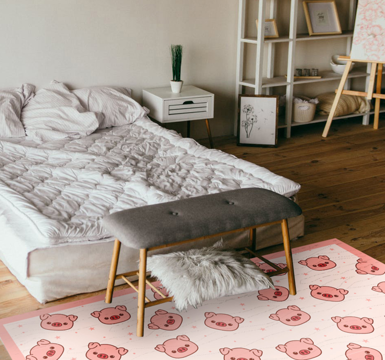 Cute Pig Patterns kids vinyl rug - TenStickers