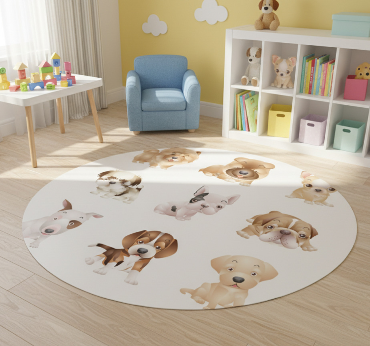 Cute puppies animal vinyl rug - TenStickers