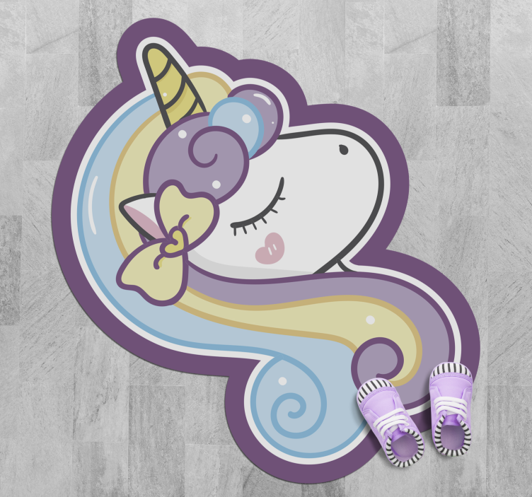 Cute Unicorn Face kids vinyl rug - TenStickers