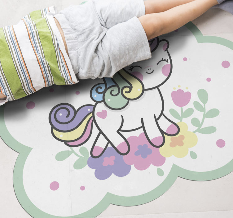Cute Unicorn Illustration kids vinyl rug - TenStickers