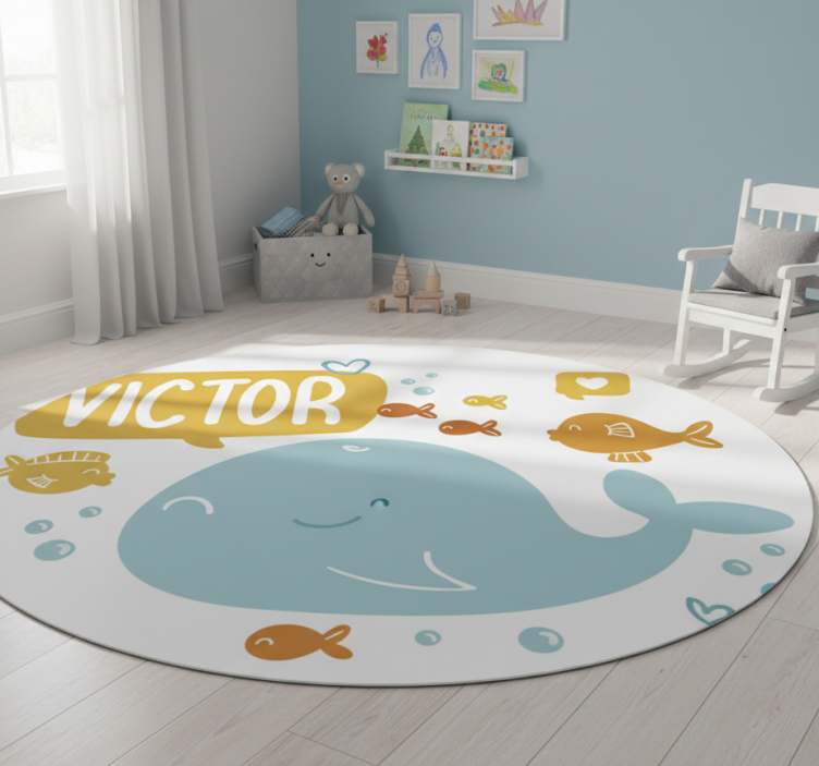 Cute whale design animal vinyl rug - TenStickers