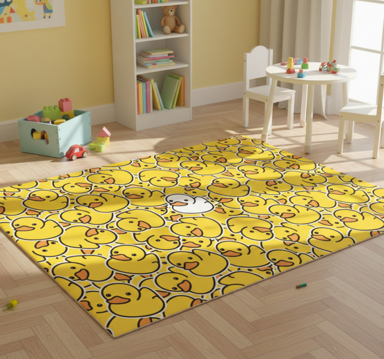 Cute white duck animal vinyl rug - TenStickers