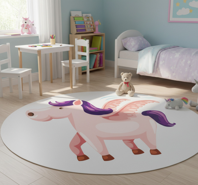 Cute winged pony animal vinyl rug - TenStickers