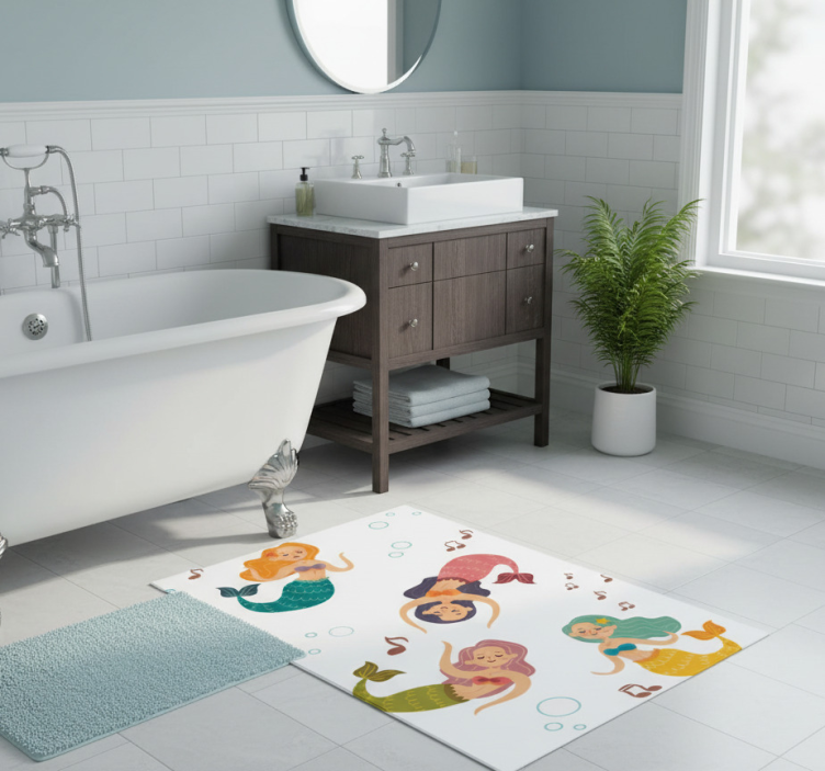 Dancing mermaids bathroom vinyl rug - TenStickers