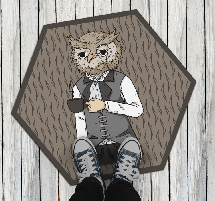 Dapper Owl Illustration animal vinyl rug - TenStickers