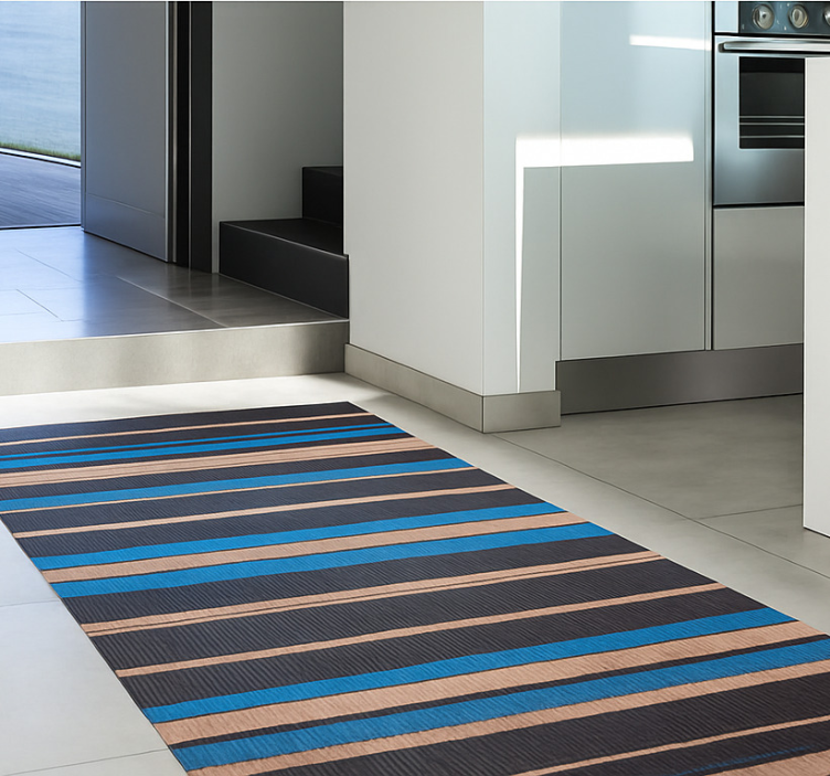 Dark tone woven effect  kitchen vinyl rug - TenStickers
