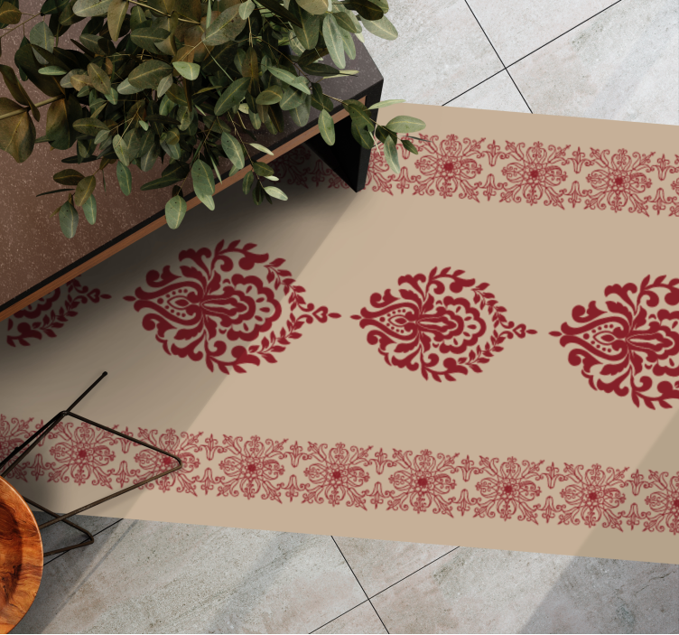 Decorative floral motif modern vinyl rug - TenStickers