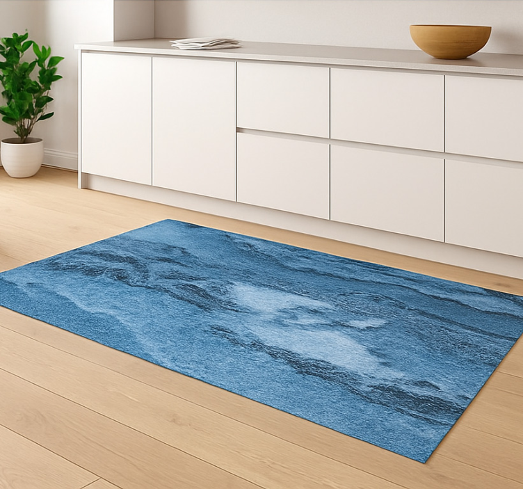 Deep blue texture marble vinyl rug - TenStickers
