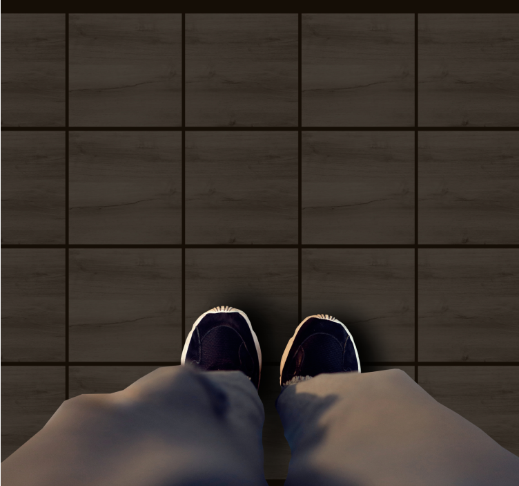 Charcoal Timber Tiles wood effect vinyl rug - TenStickers