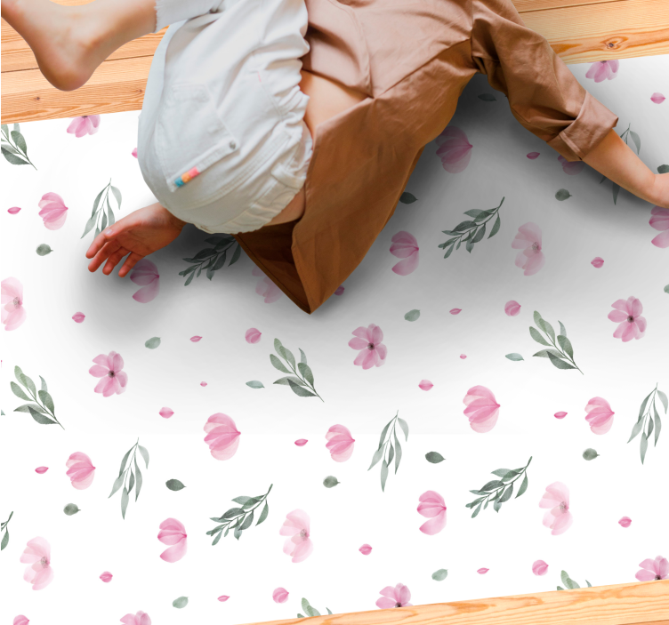 Delightful Botanical Illustrations floral vinyl rug - TenStickers
