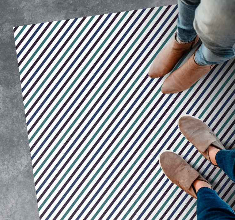 Diagonal green and grey striped vinyl rug - TenStickers