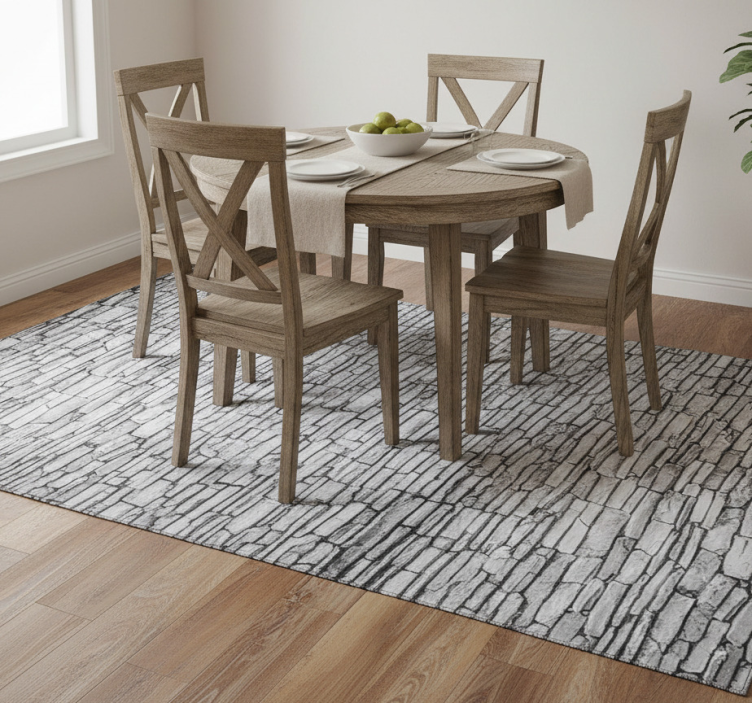 Dining room vinyl rug with neat blocks design - TenStickers