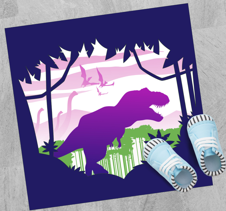 Dinosaur Silhouette kids vinyl rug - TenStickers