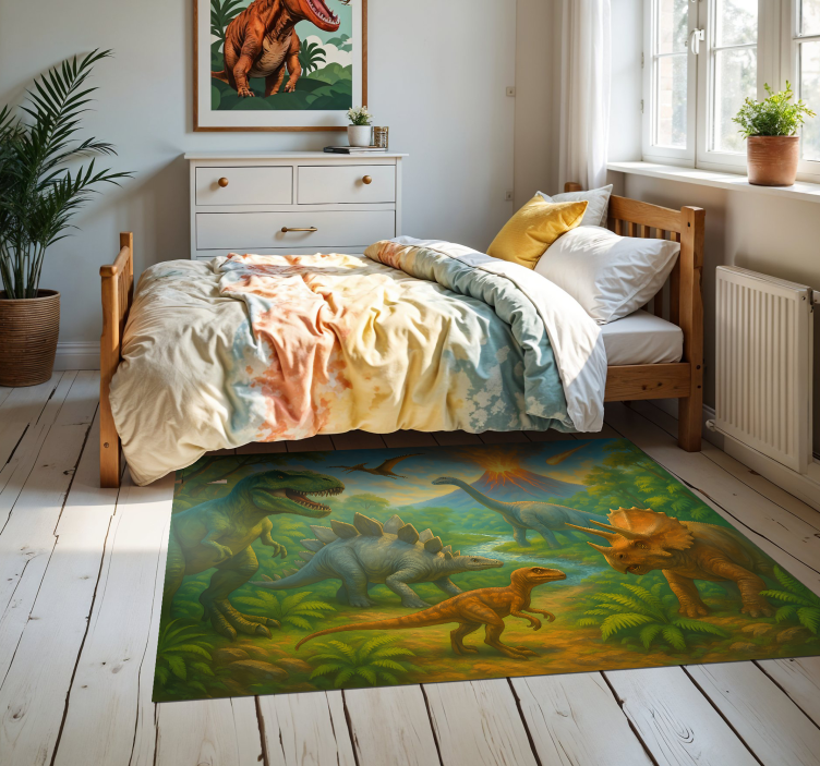 Dinosaurs extinction animal vinyl rug - TenStickers