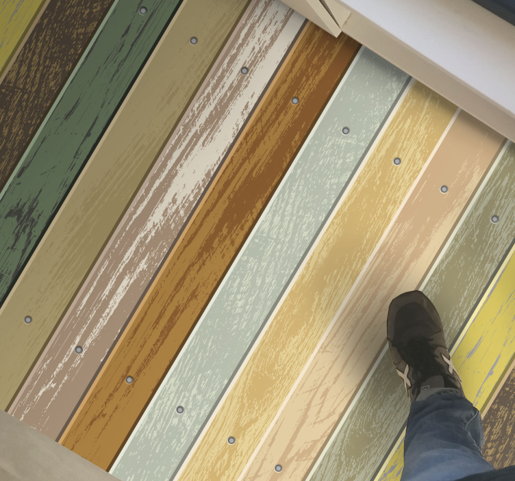 Distressed Stripes wood effect vinyl rug - TenStickers