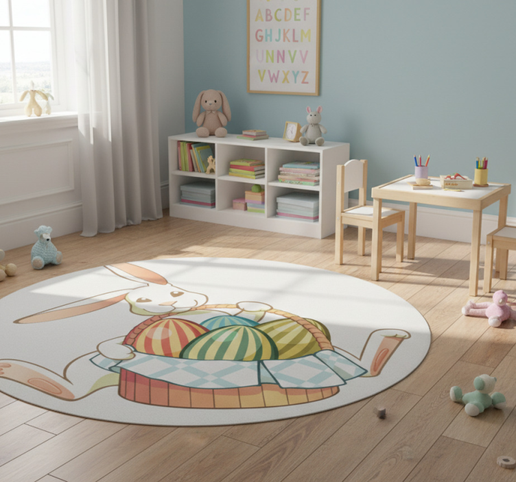 Easter bunny with basket animal vinyl rug - TenStickers