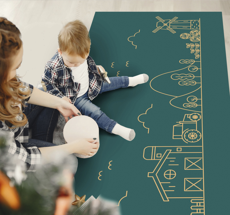 Educational farm game vinyl rug - TenStickers