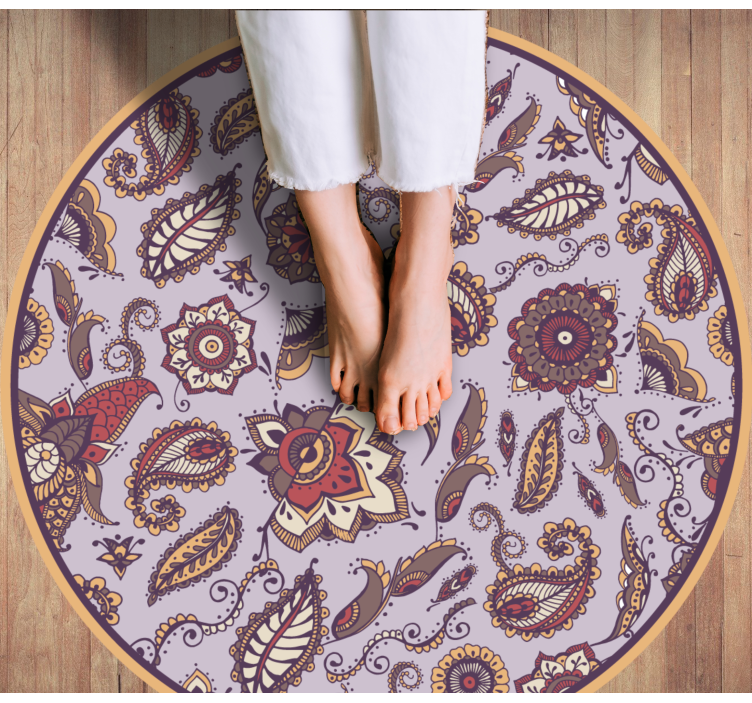 Elaborate botanical motifs floral vinyl rug - TenStickers