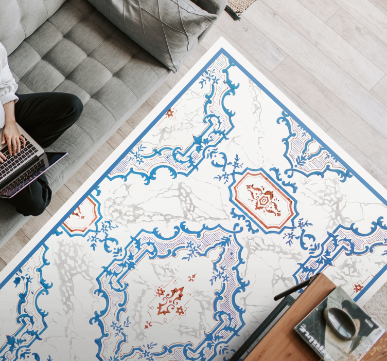 Elegant Blue Patterns marble vinyl rug - TenStickers