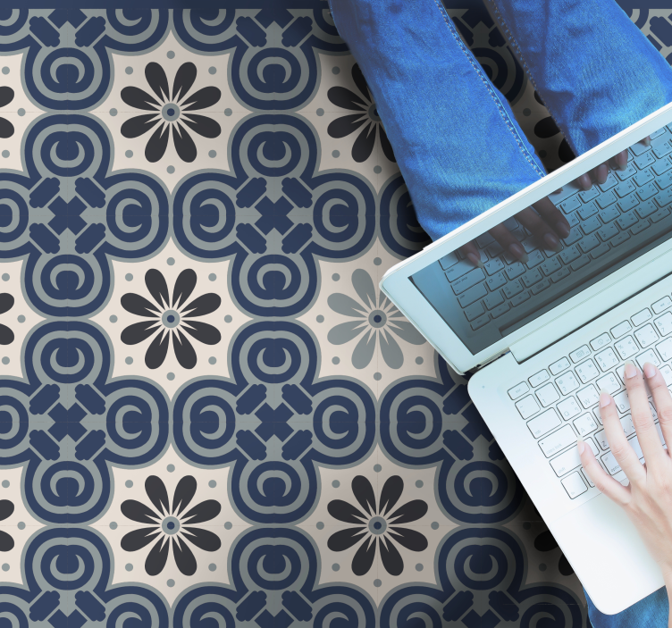 Elegant Floral Composition tile vinyl rug - TenStickers