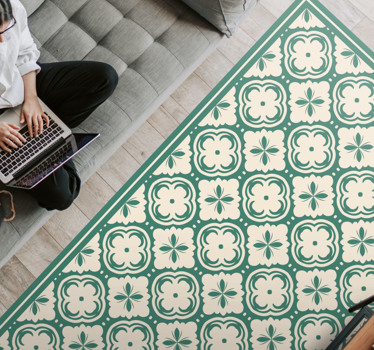 Elegant Floral Element marble vinyl rug - TenStickers