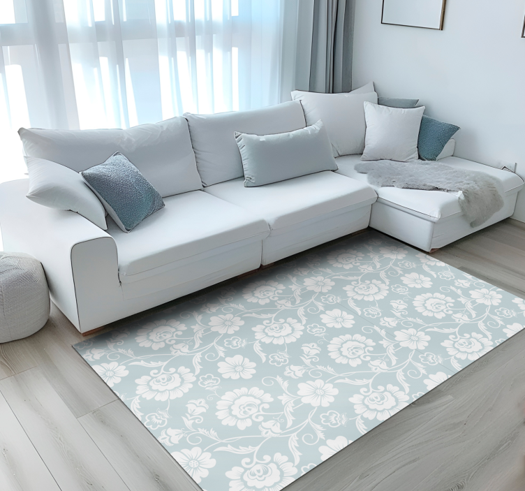 Elegant flower pattern floral vinyl rug - TenStickers