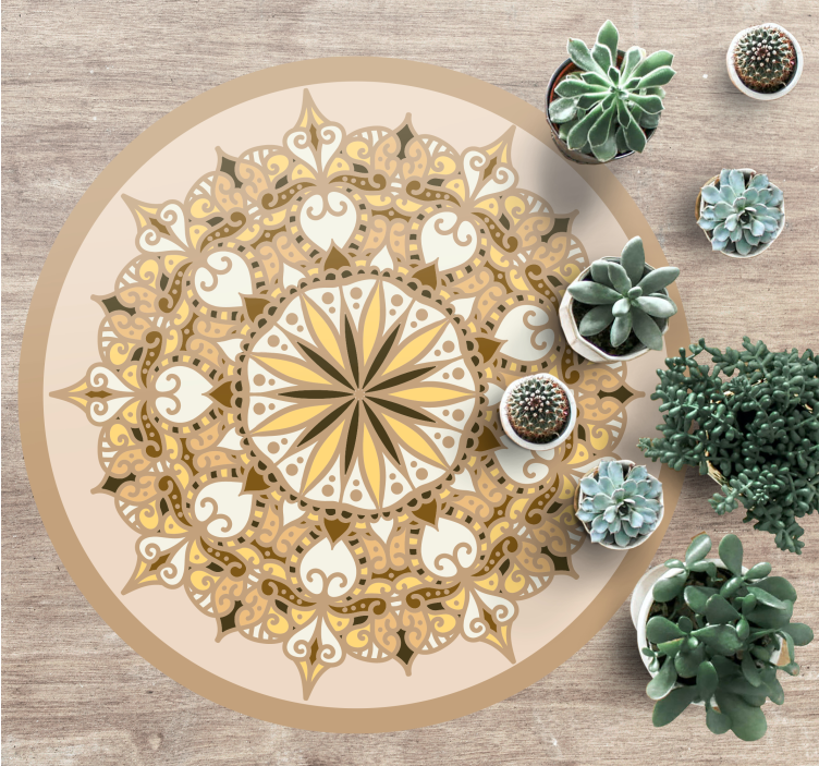 Elegant golden mandala vinyl rug - TenStickers