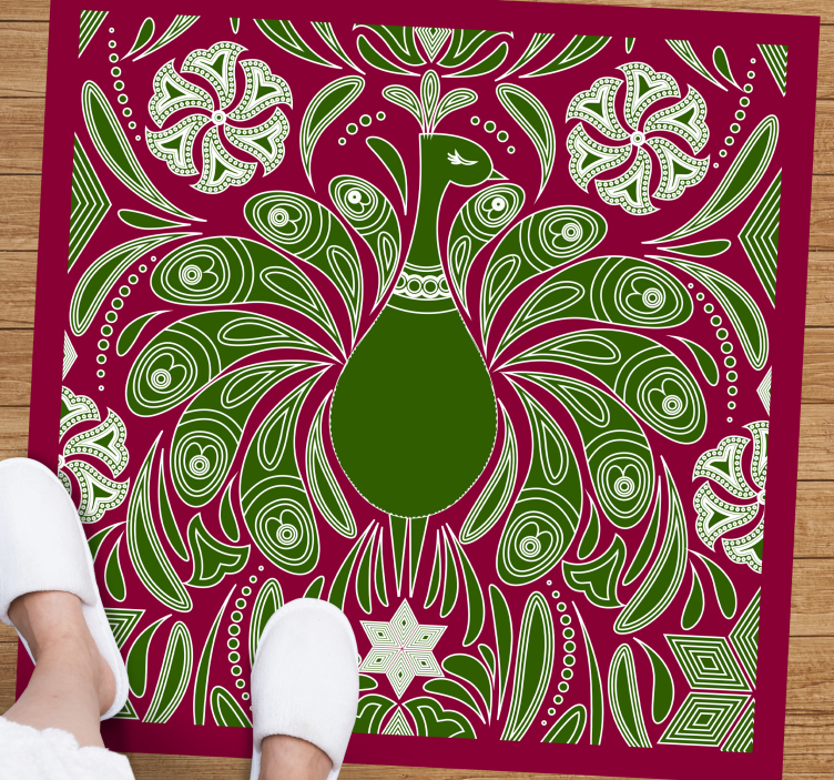 Elegant peacock pattern animal vinyl rug - TenStickers