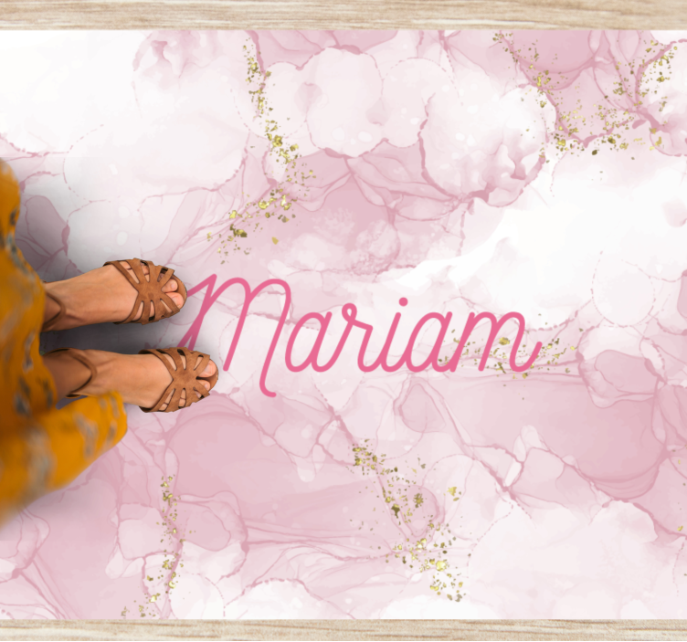Elegant pink name marble vinyl rug - TenStickers