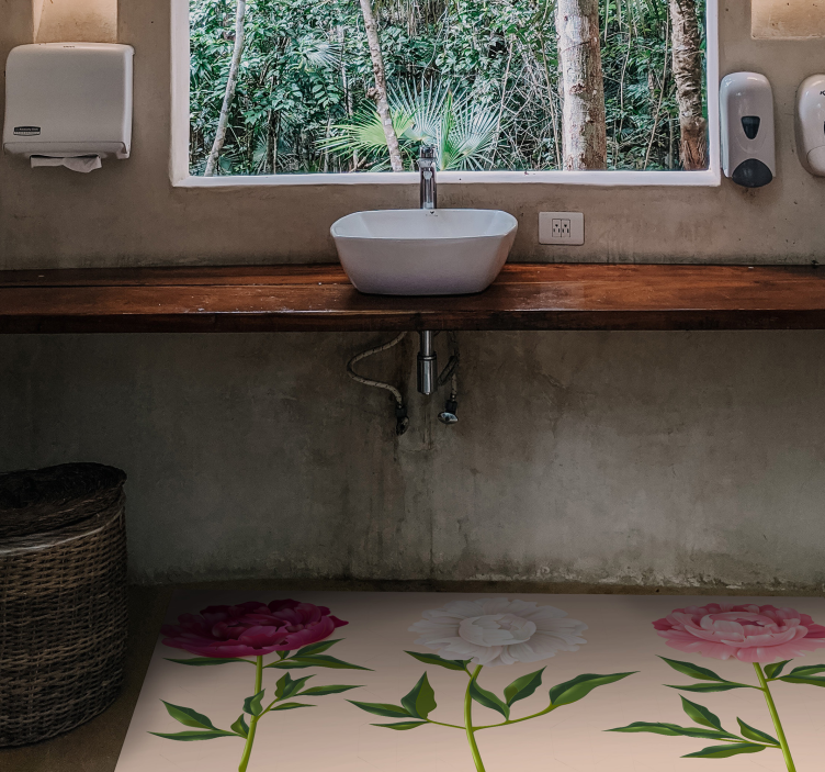 Elegant trio arrangement bathroom vinyl rug - TenStickers